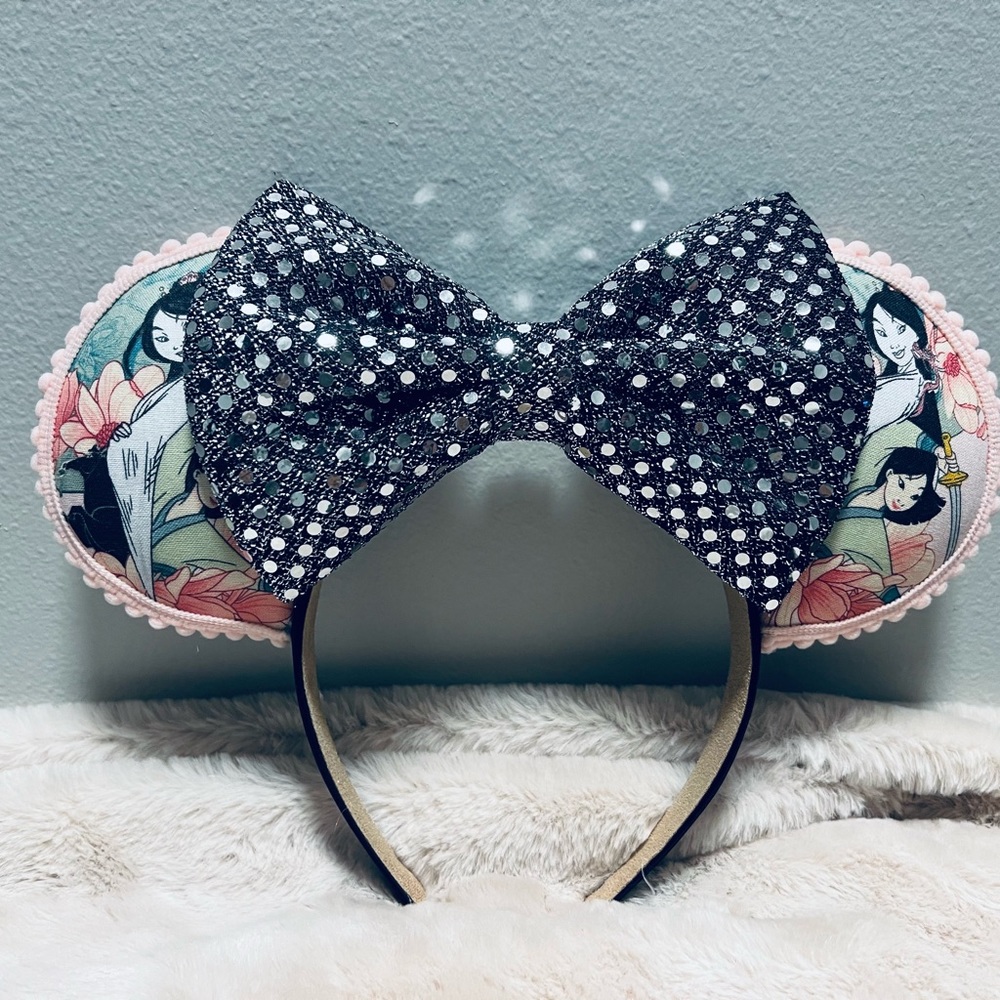 Disney Mulan Ears Sequin Bow Handmade